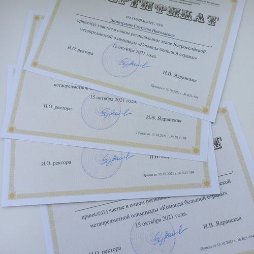 Всероссийской метапредметной олимпиады "Команда большой страны 🇷🇺"